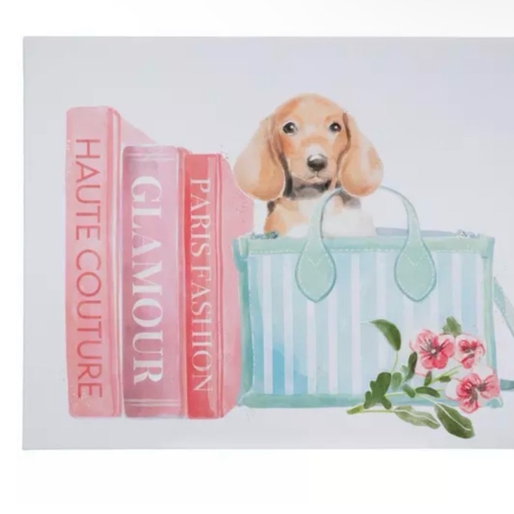 Dachshund puppy Striped Tote Canvas Art 🖼️ - Picture 4 of 4